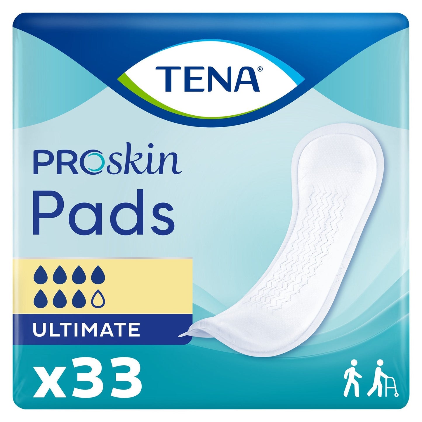 Ultimate incontinence pads, x33 pack, slim white absorbent pad