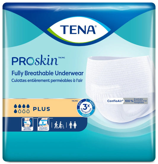 TENA ProSkin Plus fully breathable protective underwear, white fabric with PLUS protection