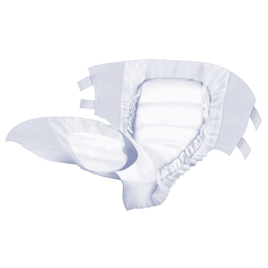 White youth disposable diaper briefs, folded, with leg openings