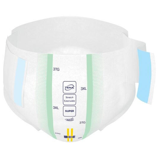 White 3XL bariatric briefs with stretch panels and green waistband markings