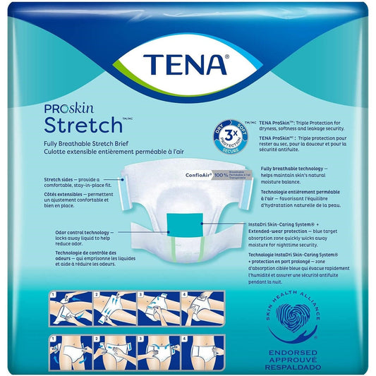 Stretch super briefs package back showing breathable stretch sides and protection features