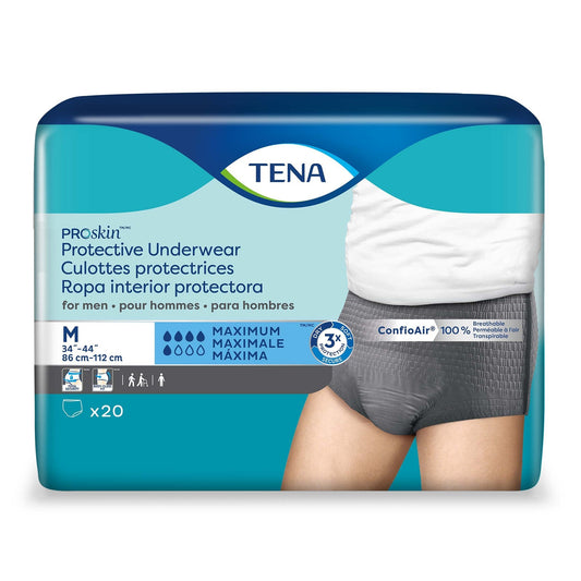 TENA ProSkin men’s protective underwear, size M, dark gray briefs (20-pack)