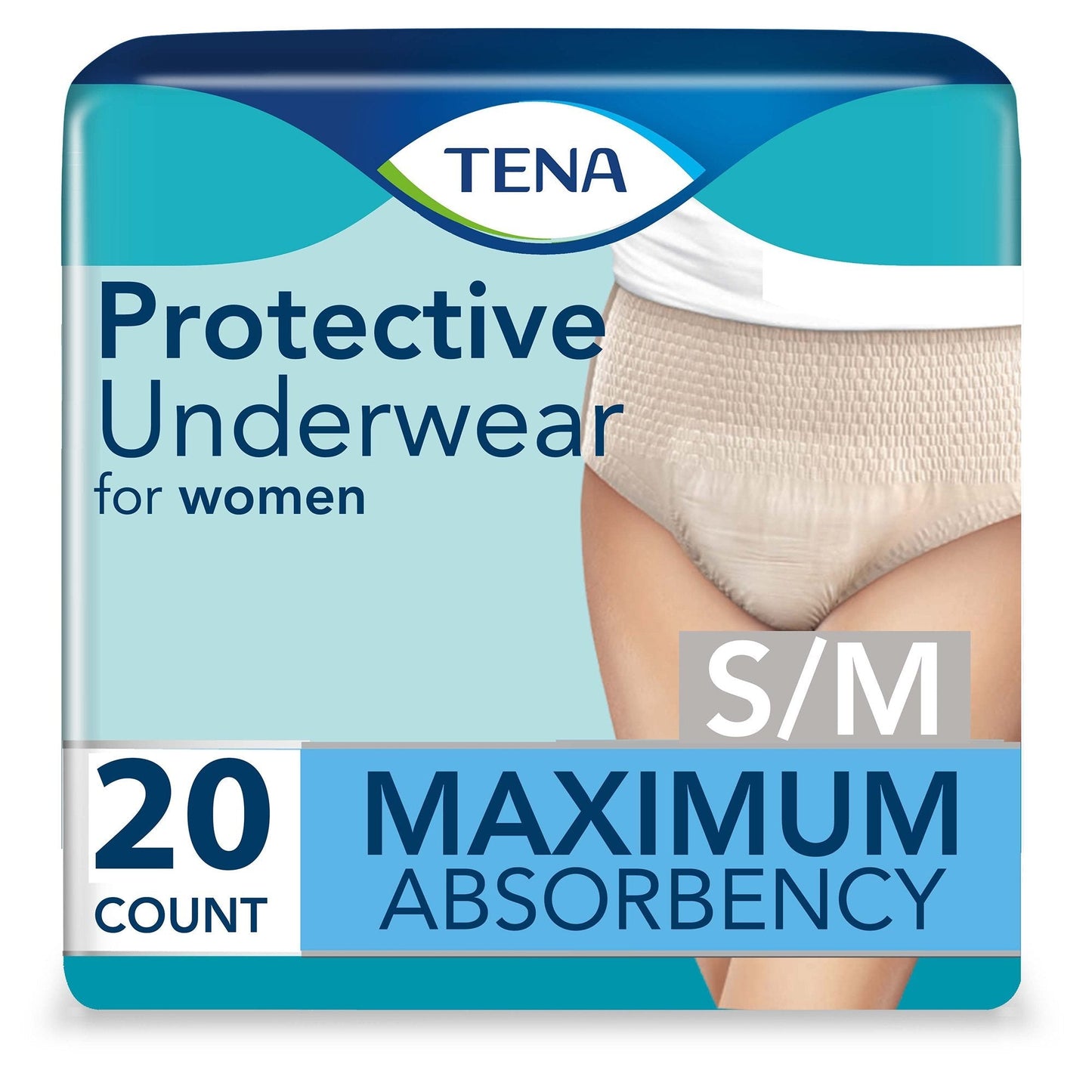 Women’s protective underwear, S/M size, maximum absorbency, 20-count pack