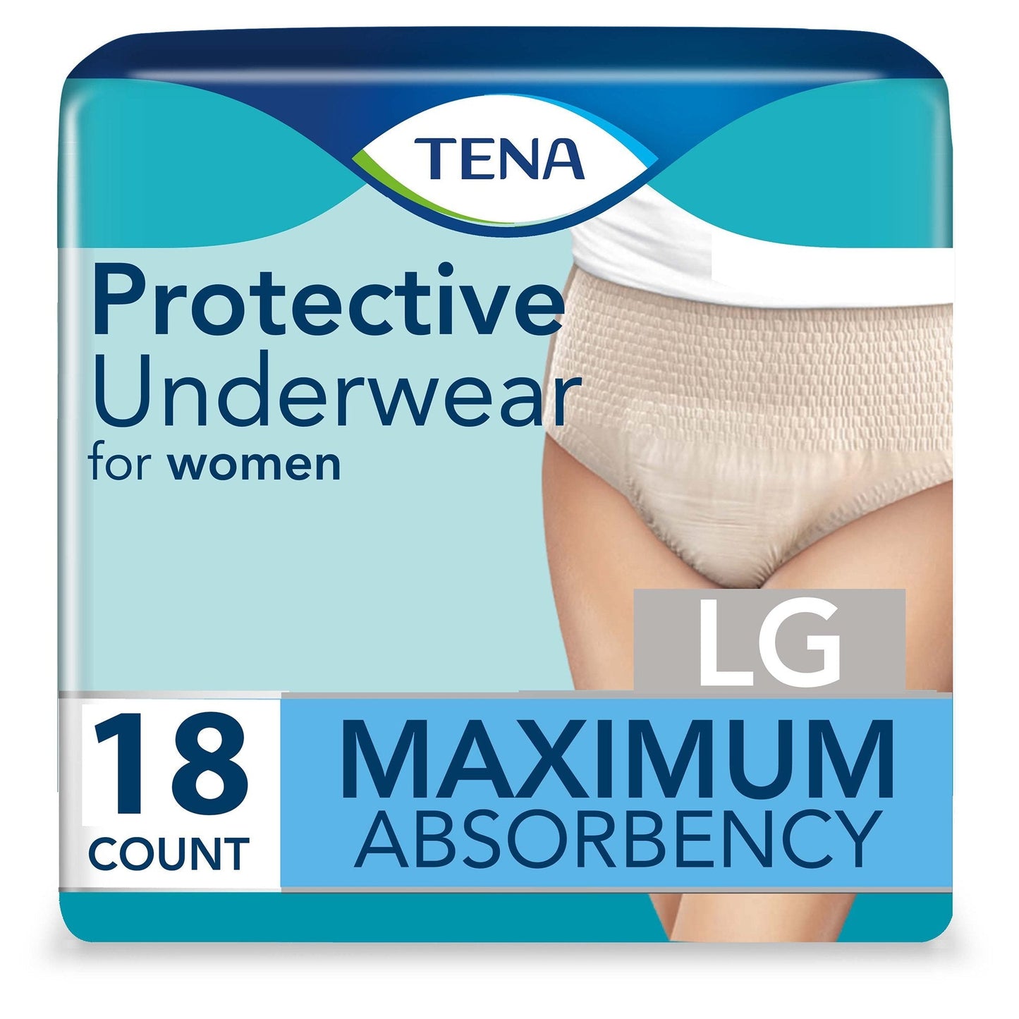 Women’s protective underwear, LG size, maximum absorbency, 18-count pack