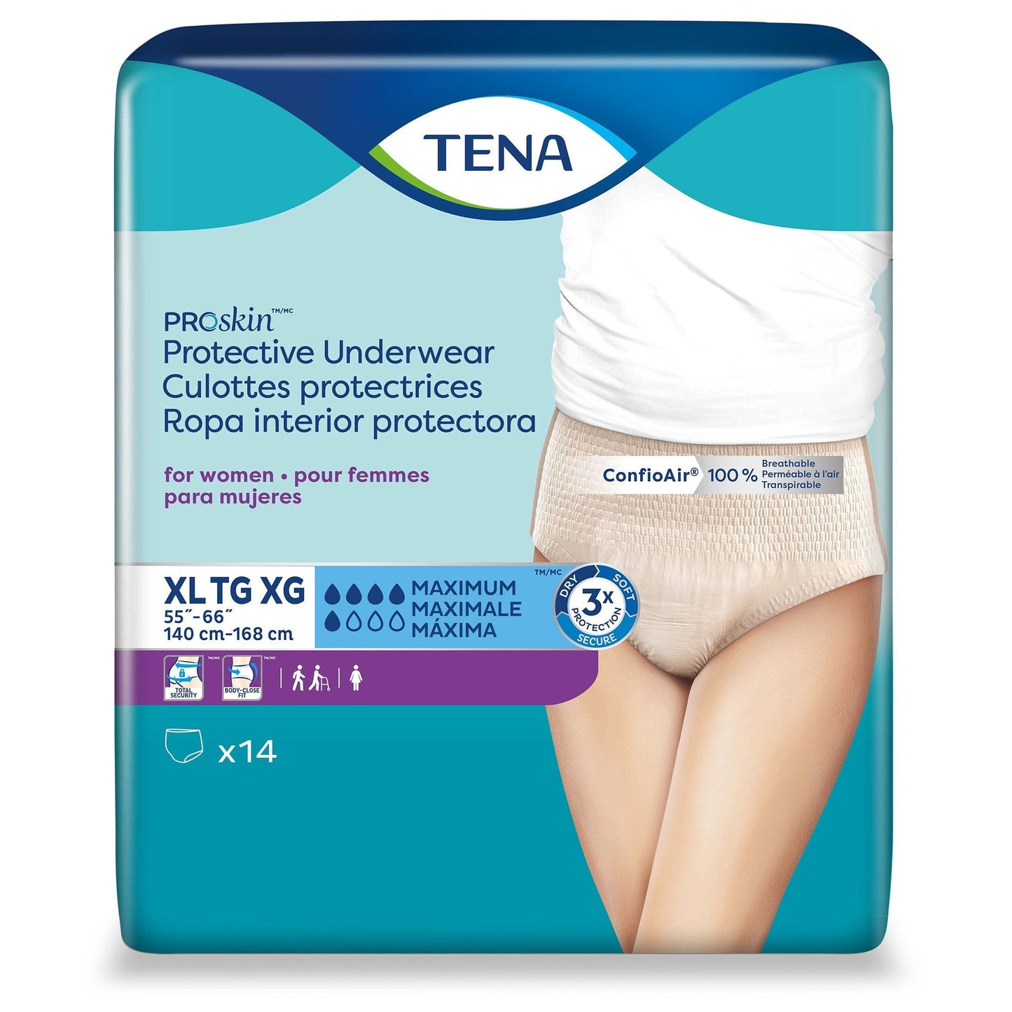 Women’s protective underwear, XL size, maximum absorbency, ConfioAir, 14-count pack