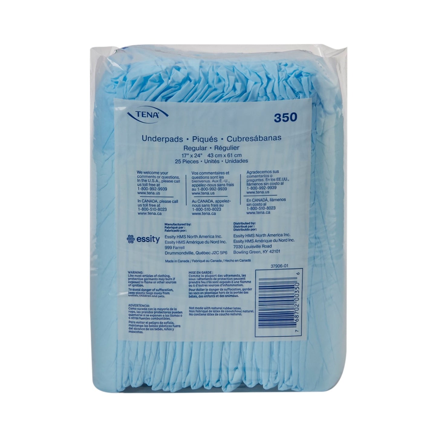 Light absorbency underpads, 350, 17 x 24 in, 25-count pack