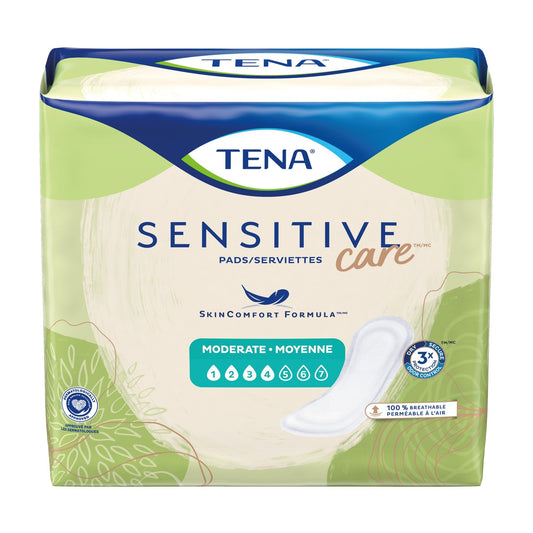Tena Sensitive care pads packaging on a white background