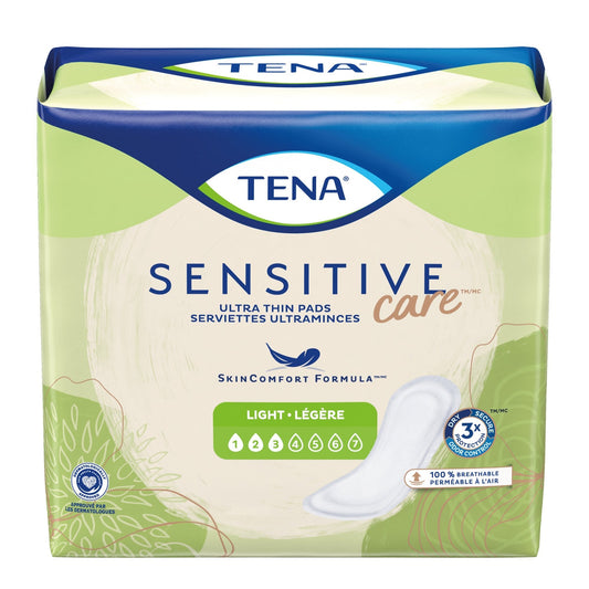 Light ultra thin incontinence pads box, Sensitive Care branding