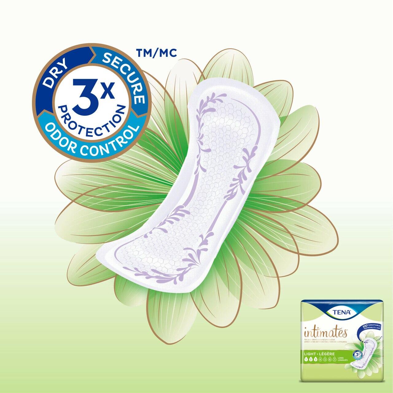 Ultra thin pad with purple floral pattern, 3x secure protection and odor control