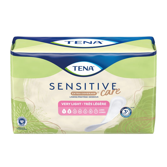 TENA Sensitive Care very light incontinence liners, extra coverage long pack, 3x protection