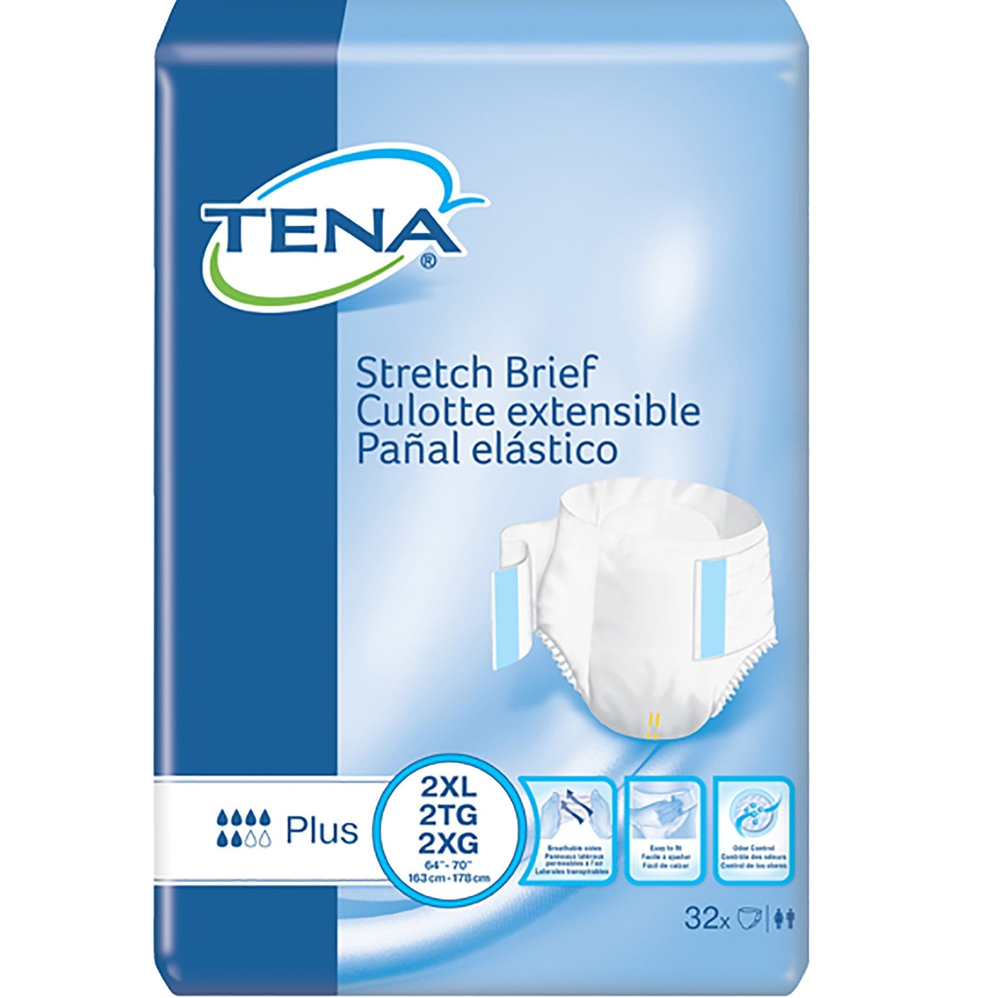 TENA Stretch Brief Cut-to-fit underwear, size 2XL, plus absorbency, pack of 32