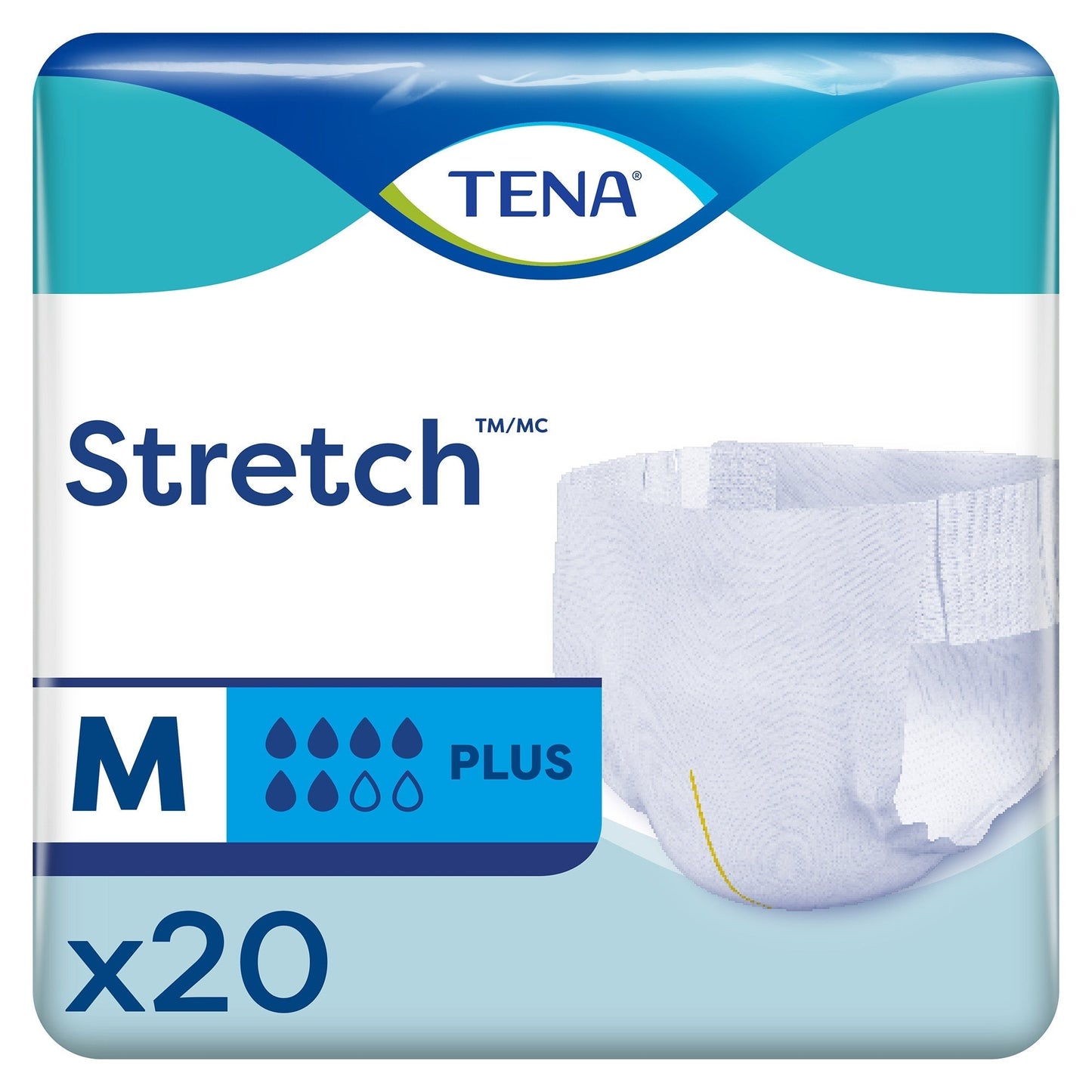 TENA Stretch Plus incontinence briefs, size M, pack of 20, absorbent underwear