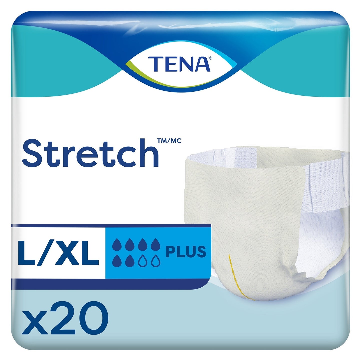 TENA Stretch Plus incontinence briefs, size L/XL, pack of 20, absorbent underwear