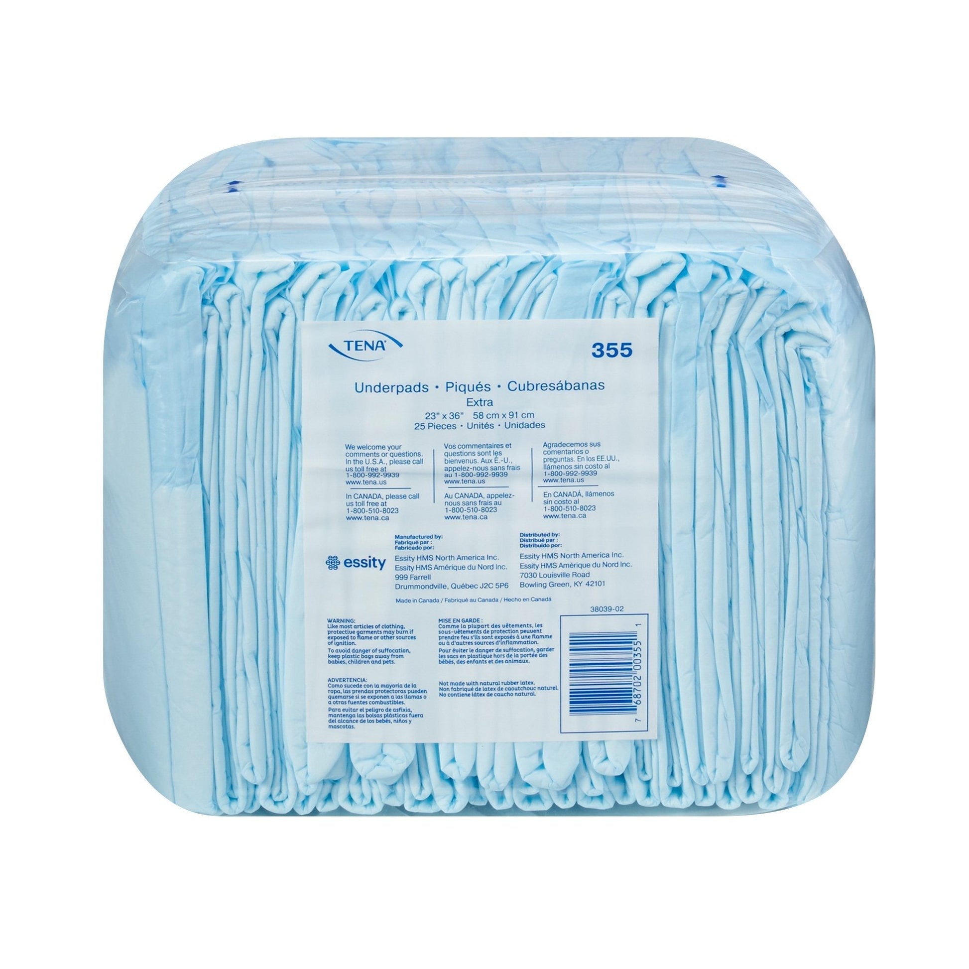 Underpad Extra light absorbency, 23" x 36", 25-pack, absorbent underpads, blue