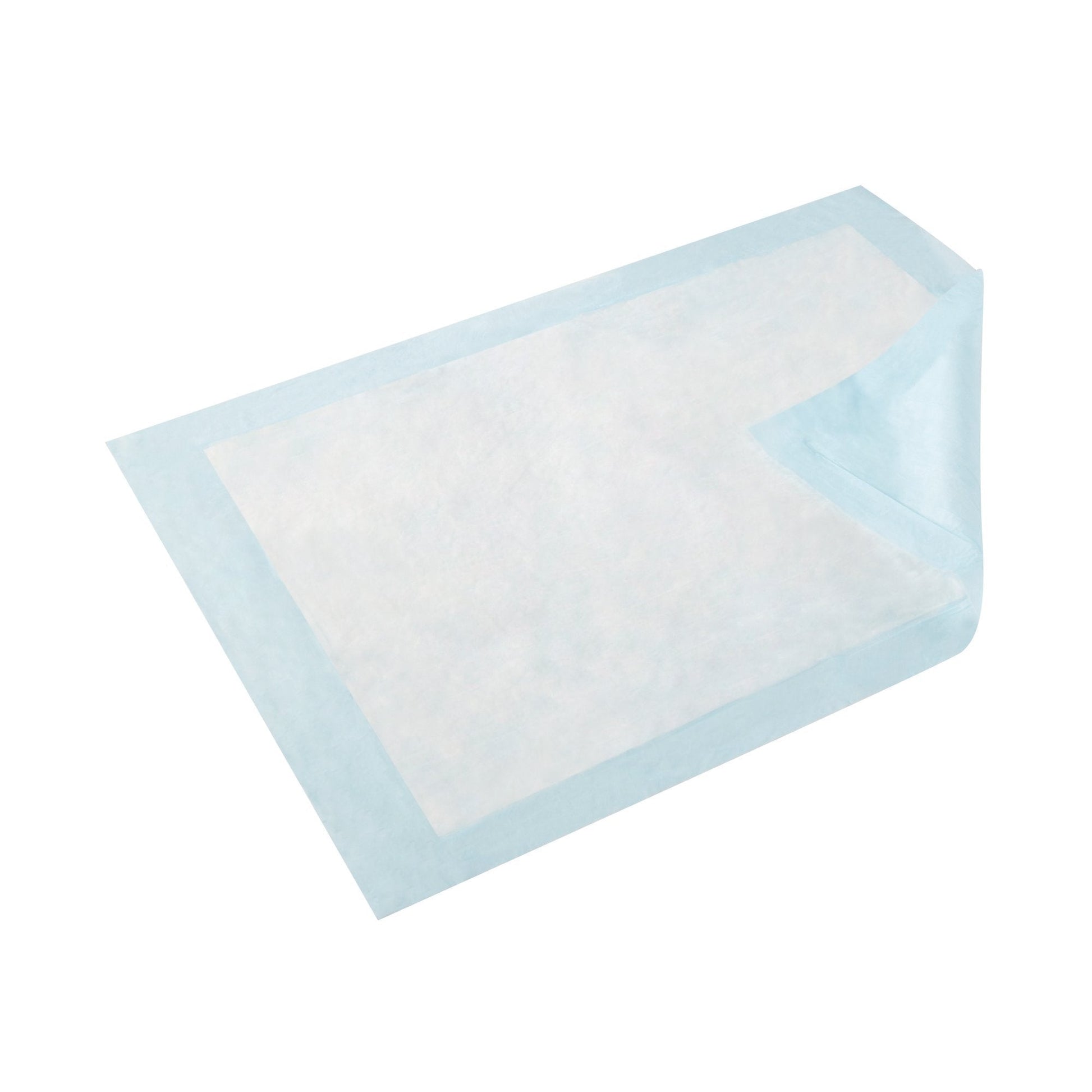 Light absorbency underpad sheet, 23" x 36", blue absorbent pad, flat