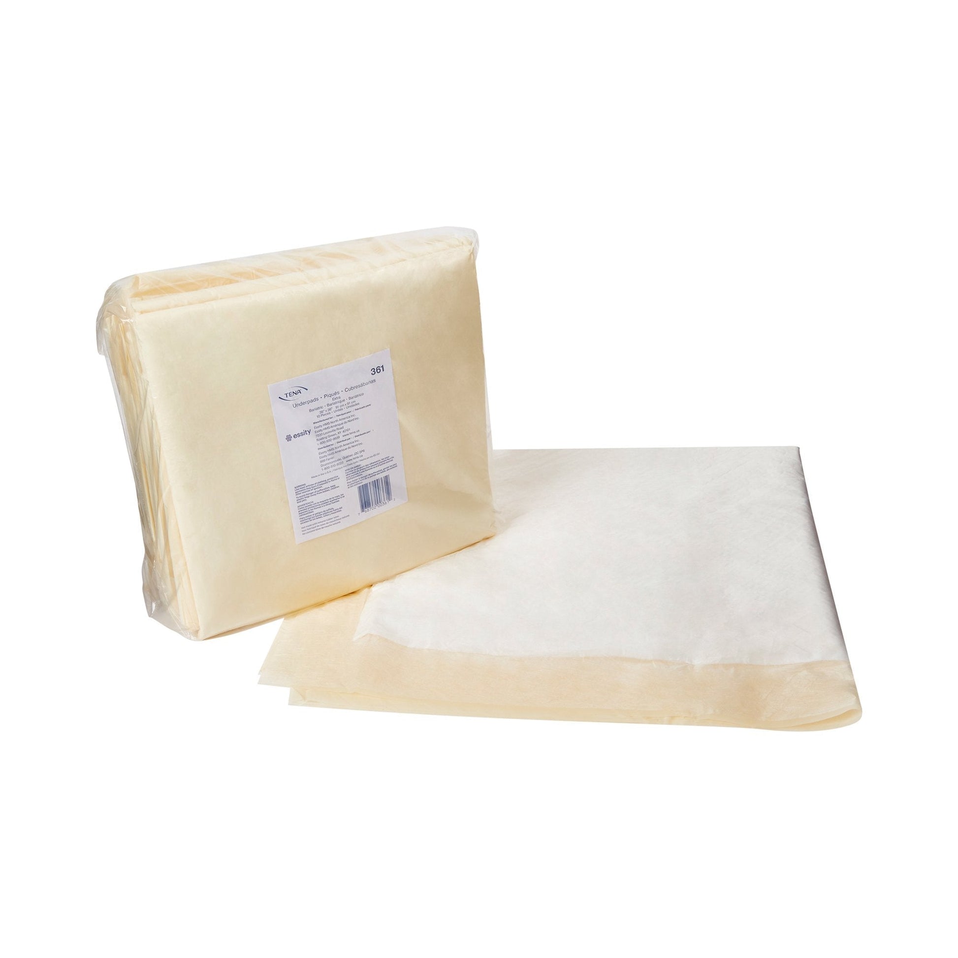 Beige underpad absorbent sheets, 36" x 36", folded pads for use