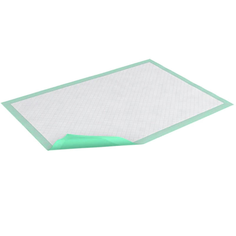 Underpad Ultra Plus absorbent pad with mint border and white quilted surface
