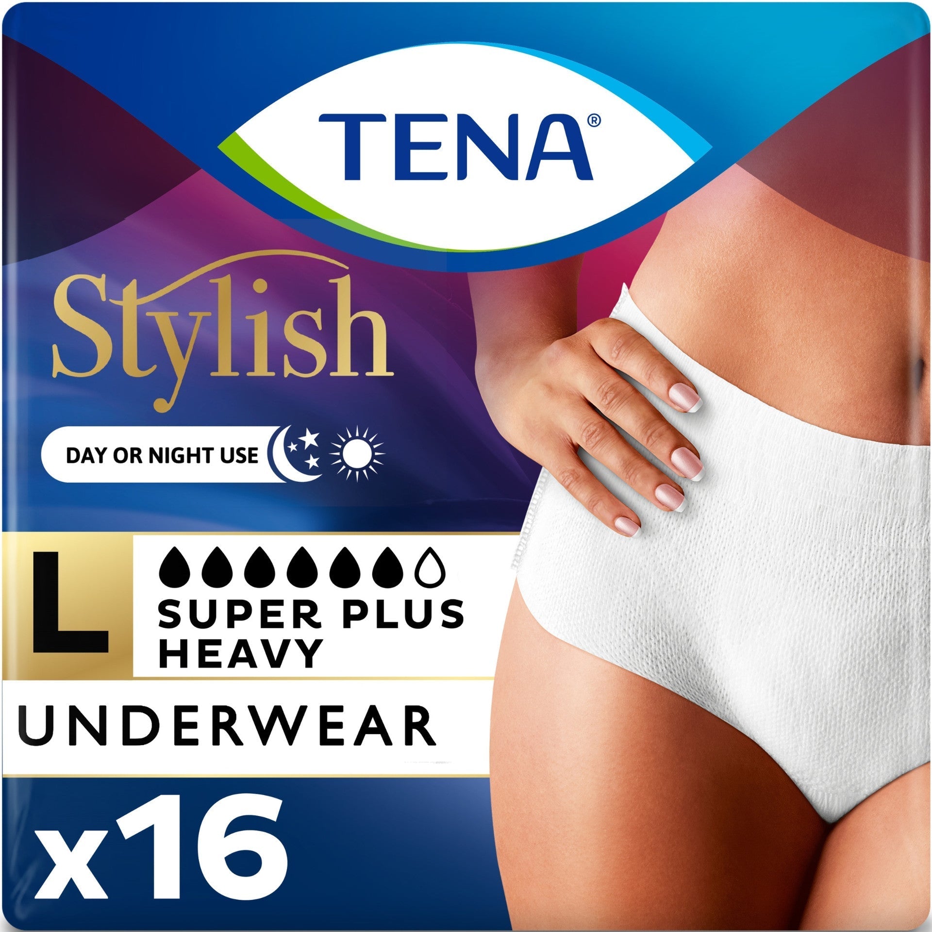 Super Plus heavy protective underwear, L size, pack of 16 briefs, white