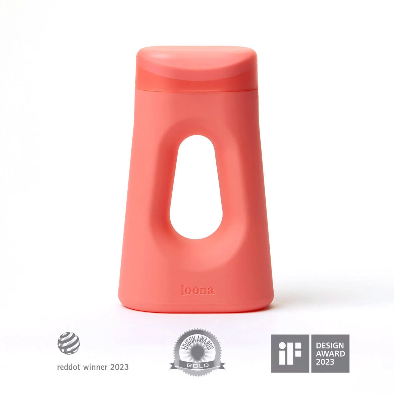 Coral Dream female urinal with closure, molded plastic body and rounded top cap