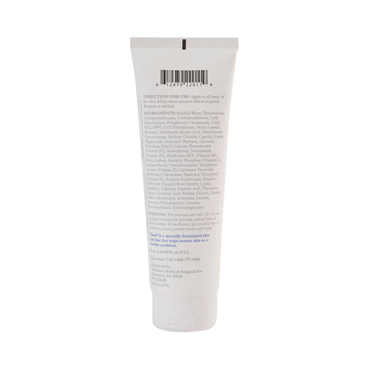 Thera Silicone Skin Guard unscented, 4 oz tube back panel with ingredients and directions