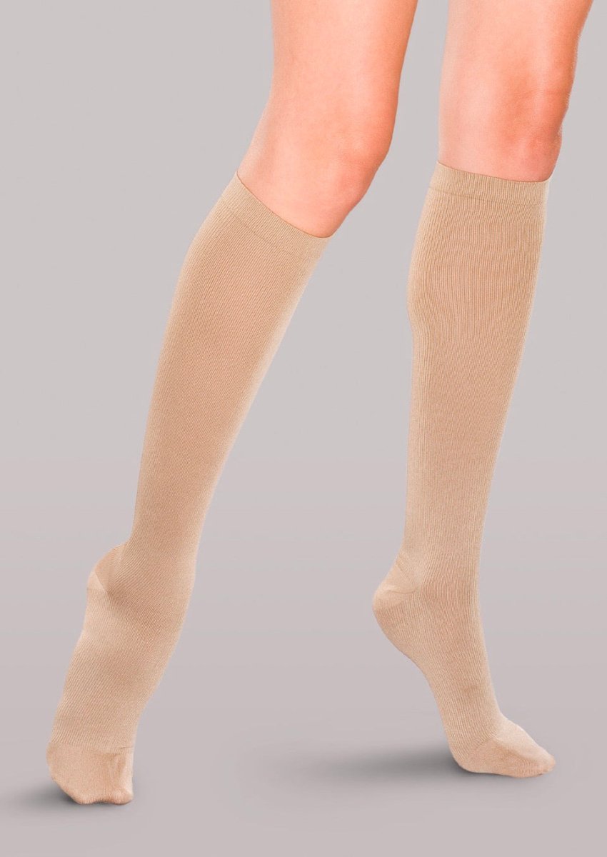 Therafirm mild support ribbed compression trouser socks, light beige