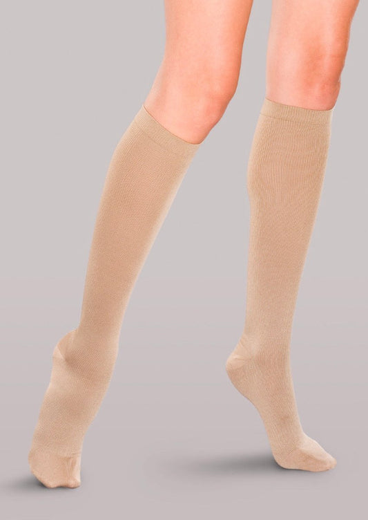 Therafirm mild support ribbed compression trouser socks, light beige