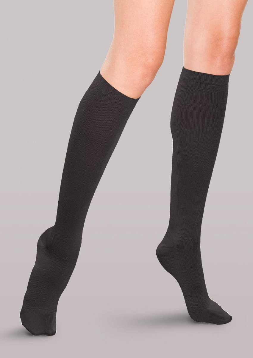 Therafirm mild support ribbed compression trouser socks, black