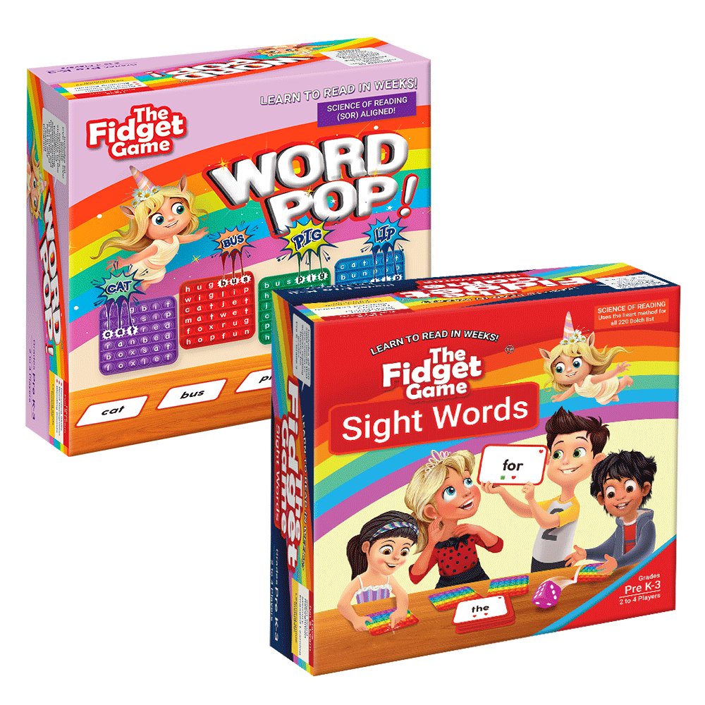 Reading learning bundle boxes with colorful word games packaging