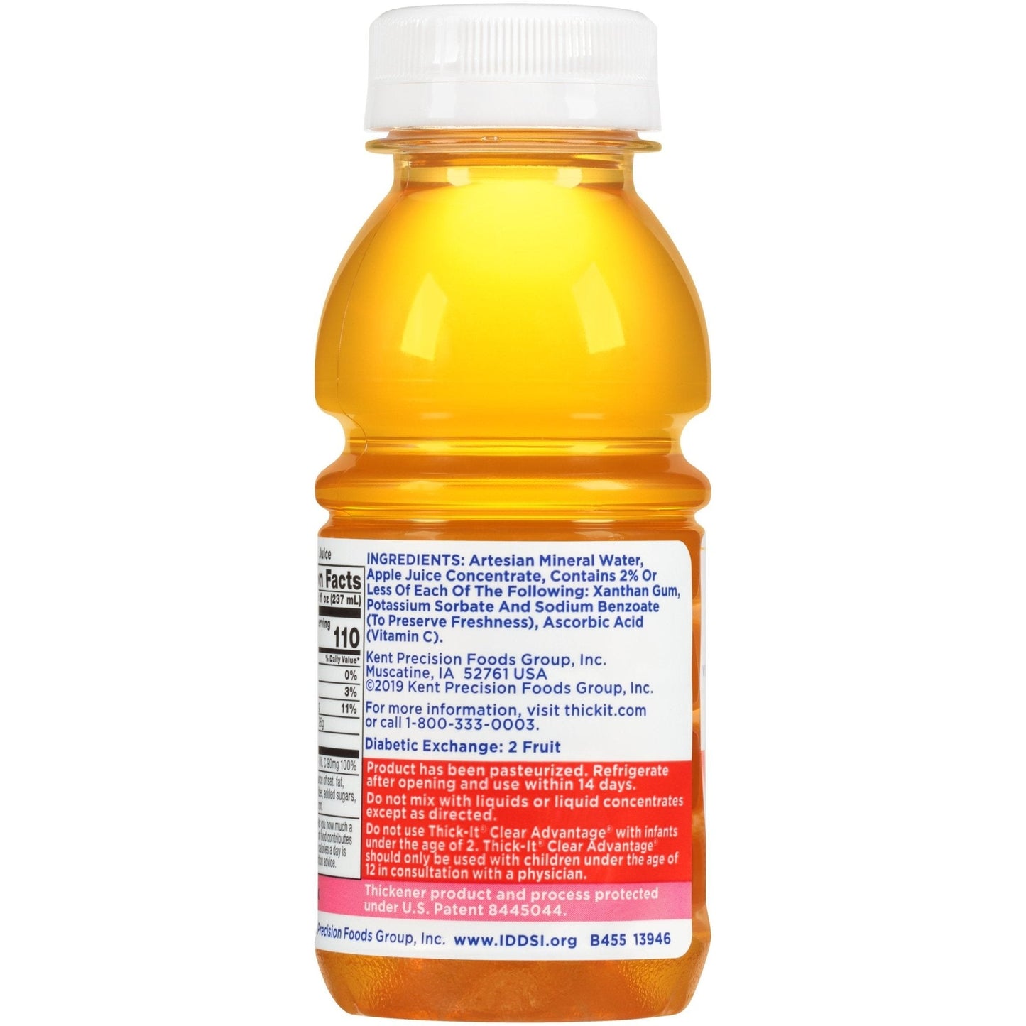 Thick-It thickened apple juice—8 fl oz bottle, back label view