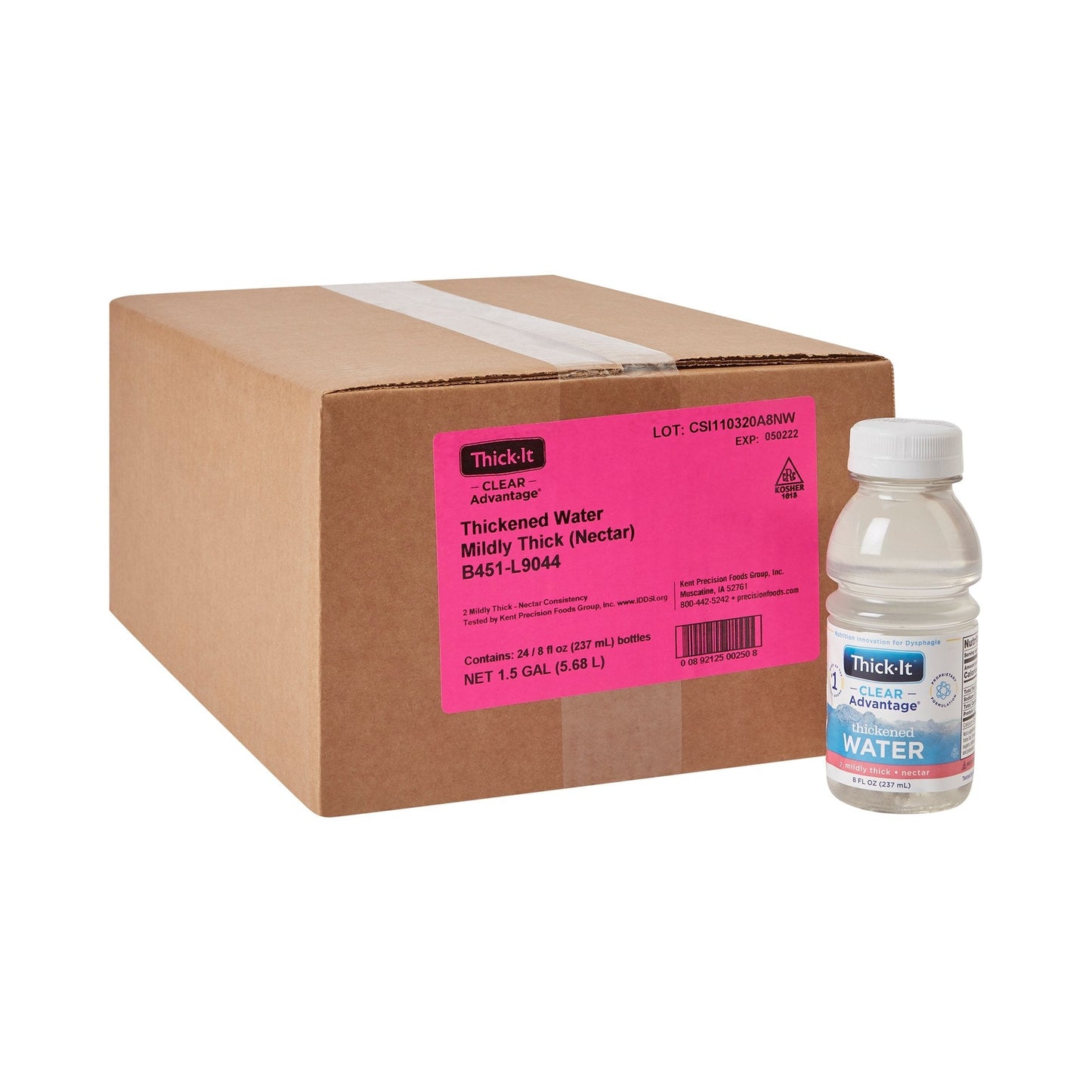 Case pack of mildly thick nectar thickened water, 24 bottles, 8 fl oz each