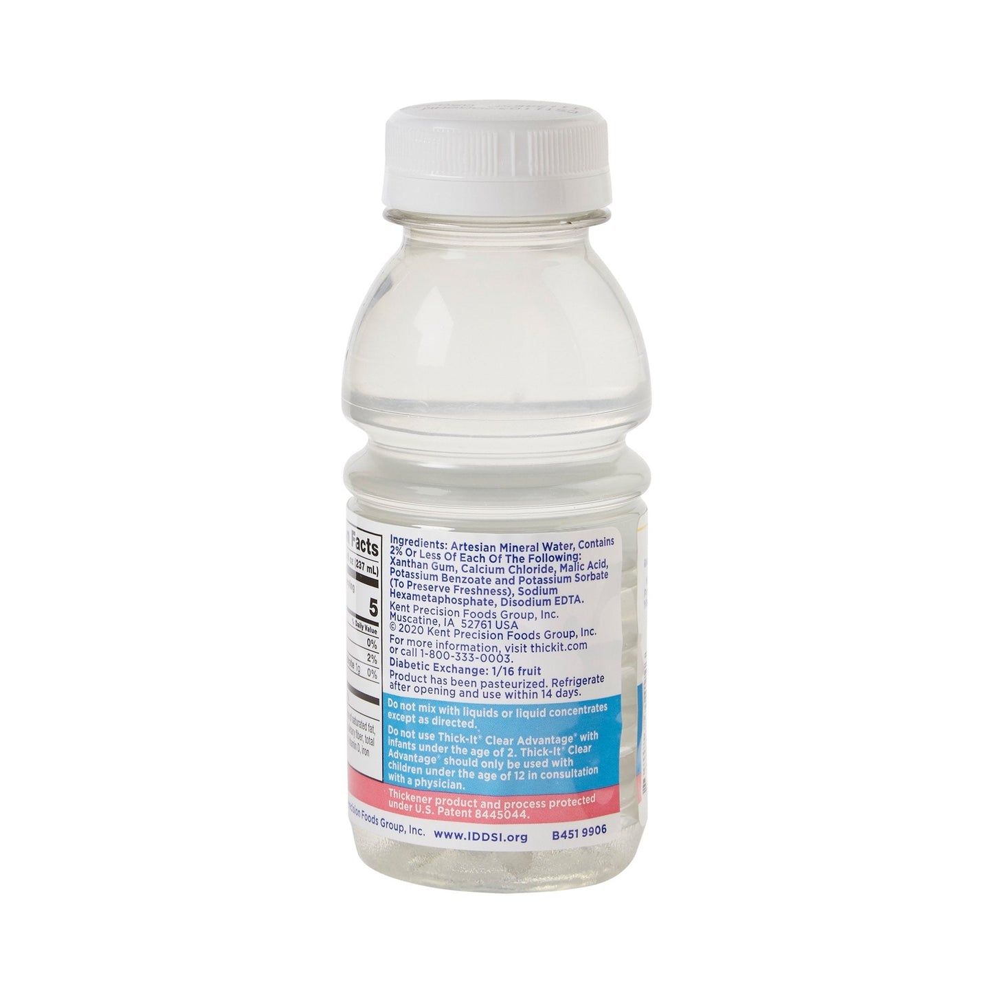 Mildly thick nectar water bottle back label, 8 fl oz (237 mL)