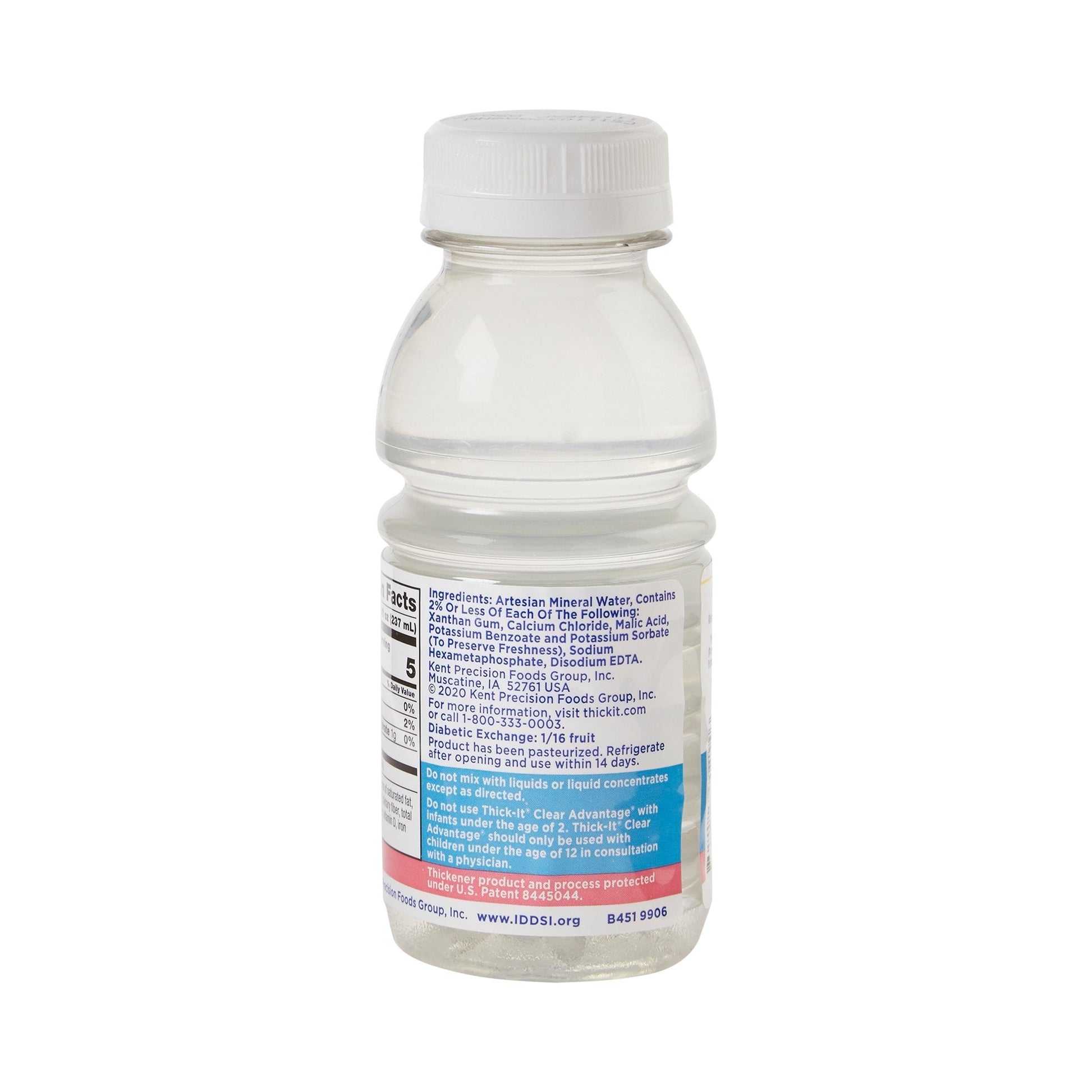 Mildly thick nectar water bottle back label, 8 fl oz (237 mL)