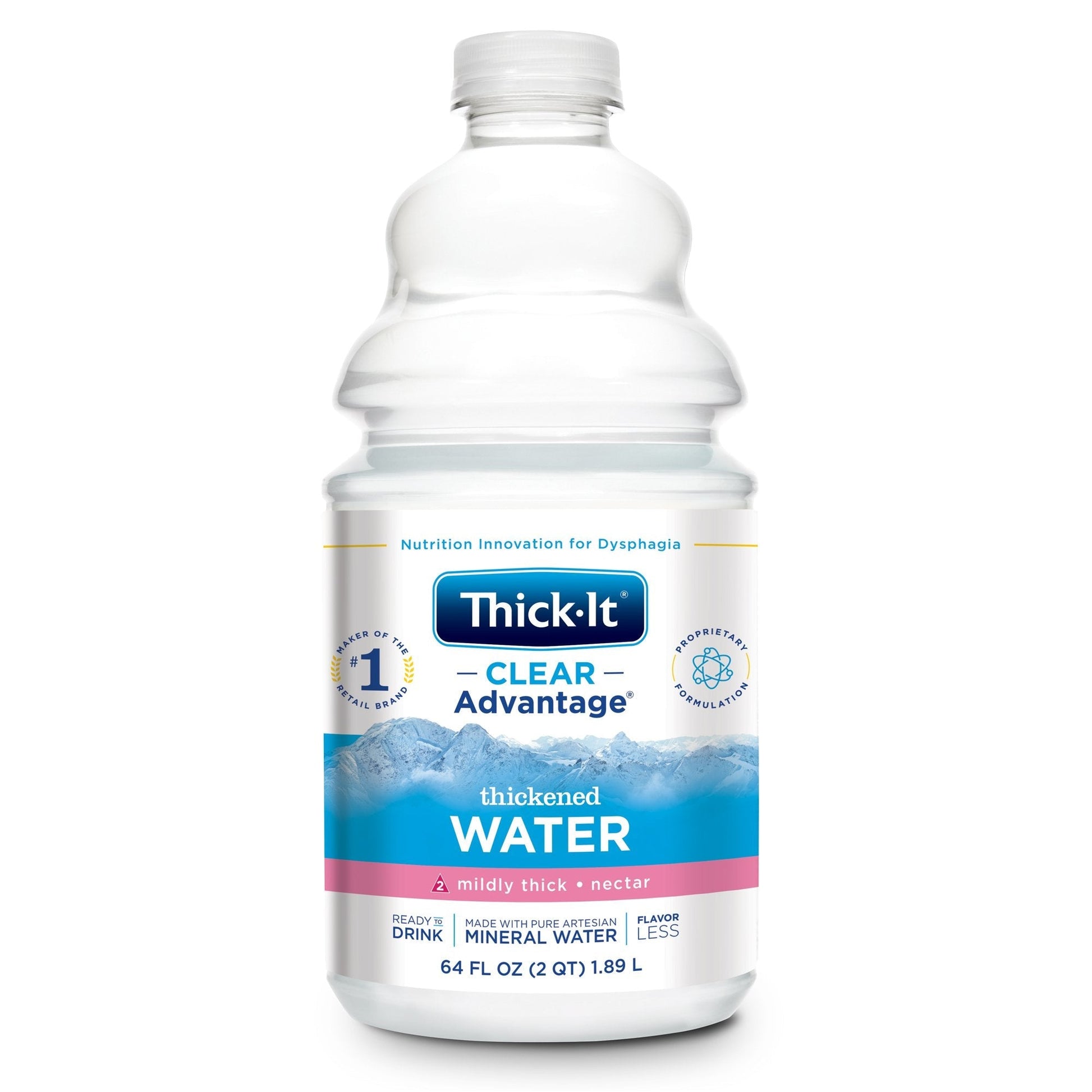 Thickened clear water bottle, mildly thick nectar, 64 fl oz (1.89 L)
