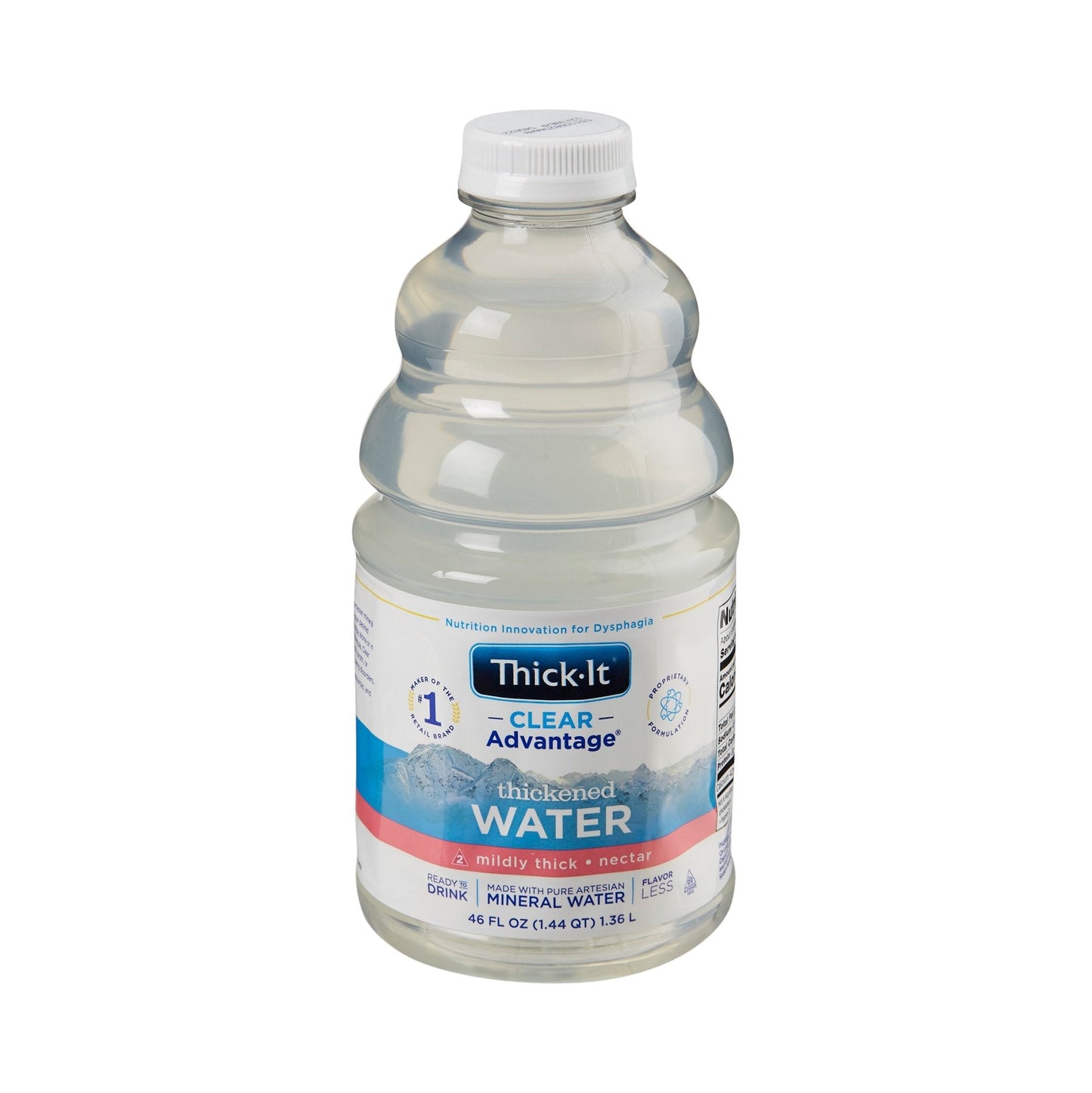 Thickened clear water bottle, mildly thick nectar, 46 fl oz (1.36 L)
