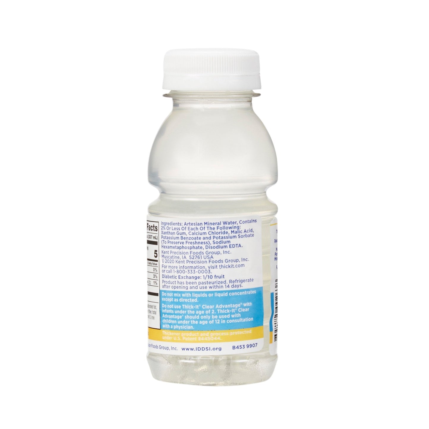 Thickened water bottle back label, clear advantage honey consistency 8 fl oz