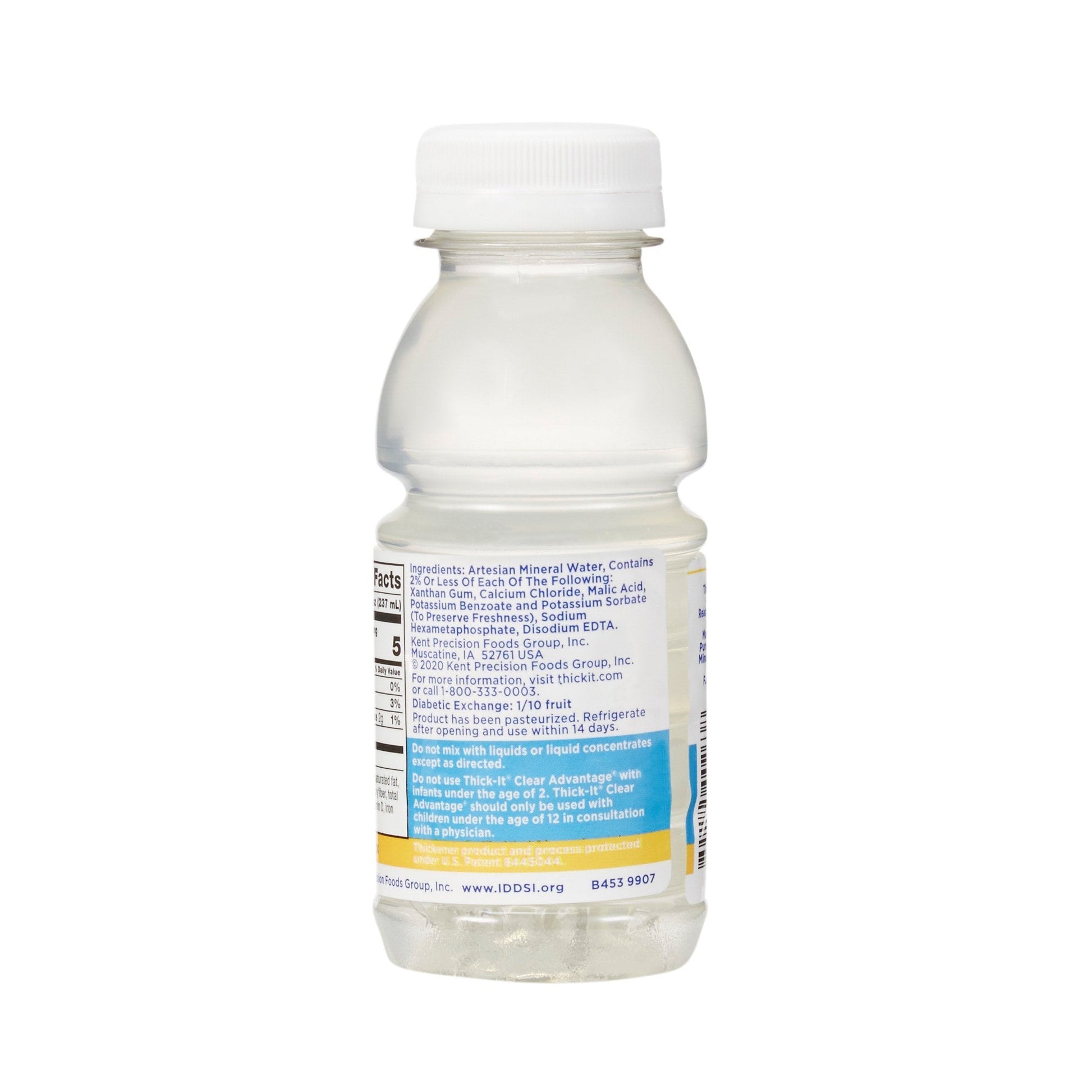 Thickened water bottle back label, clear advantage honey consistency 8 fl oz