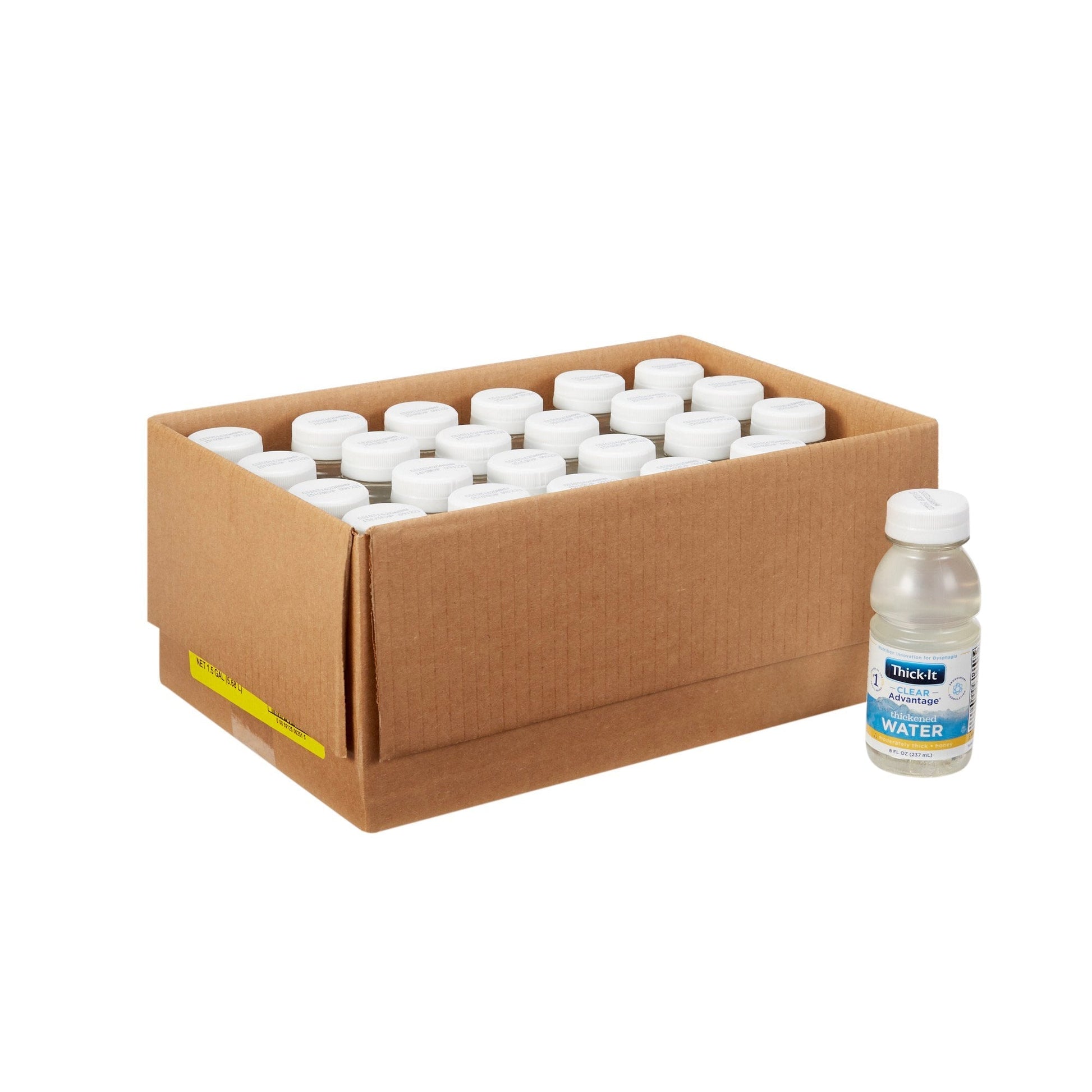 Case with multiple thickened water bottles, moderately thick honey, 8 fl oz