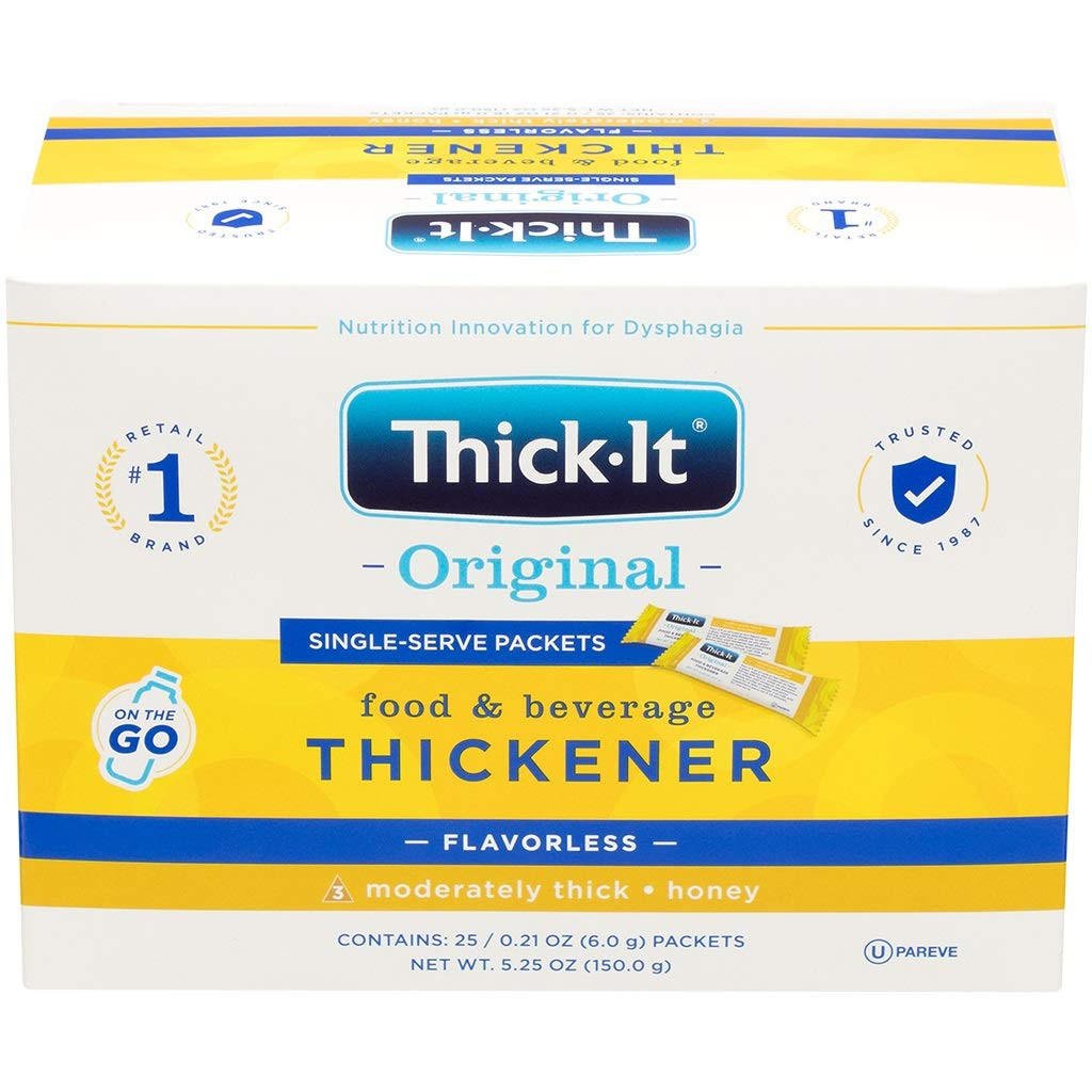 Thick-It Original thickener box, single-serve packets; flavorless, moderately thick honey