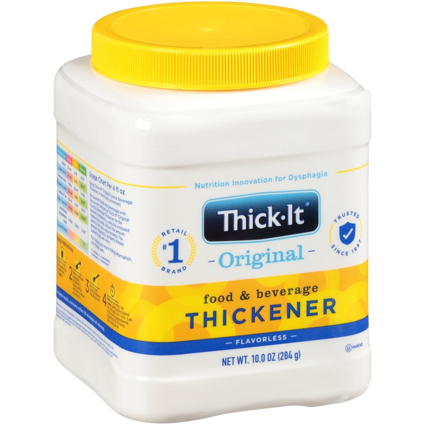 Thick-It Original thickener jar, 10 oz, side label and yellow lid
