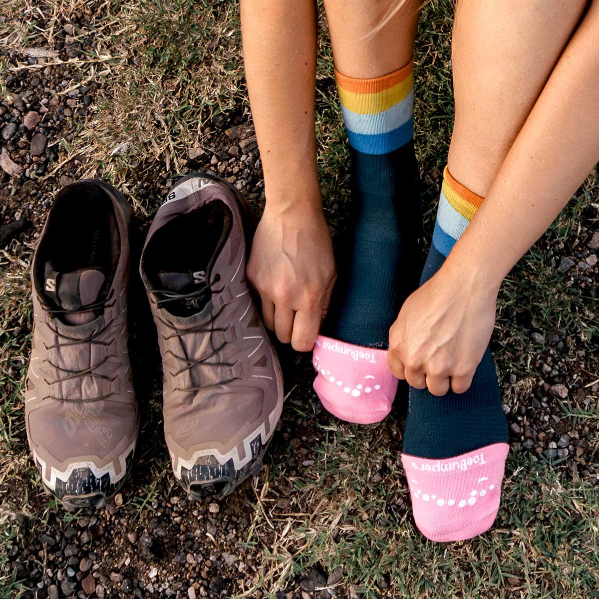 Women's Toe-Protection Compression Running Socks (2 Pair) Toe Bumpers
