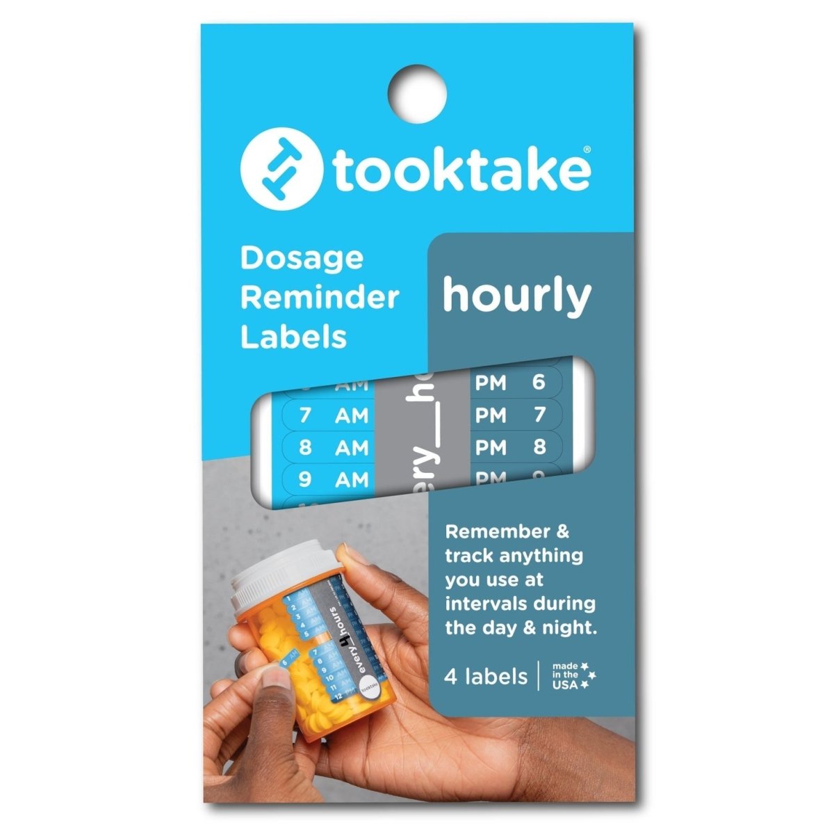 Dosage reminder labels, hourly set with AM and PM time markers
