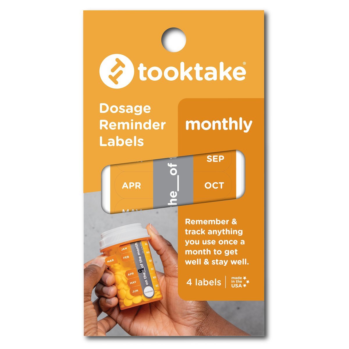 Dosage reminder labels, monthly set with month tabs and dates up to 1 month
