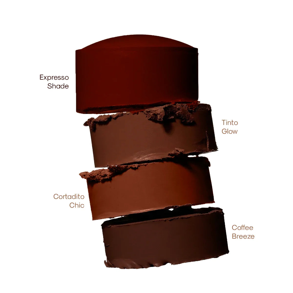 Contour stick shade swatches in dark, medium, and light brown