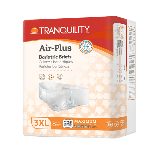 Tranquility Air-Plus bariatric briefs 3XL, 8-count pack box