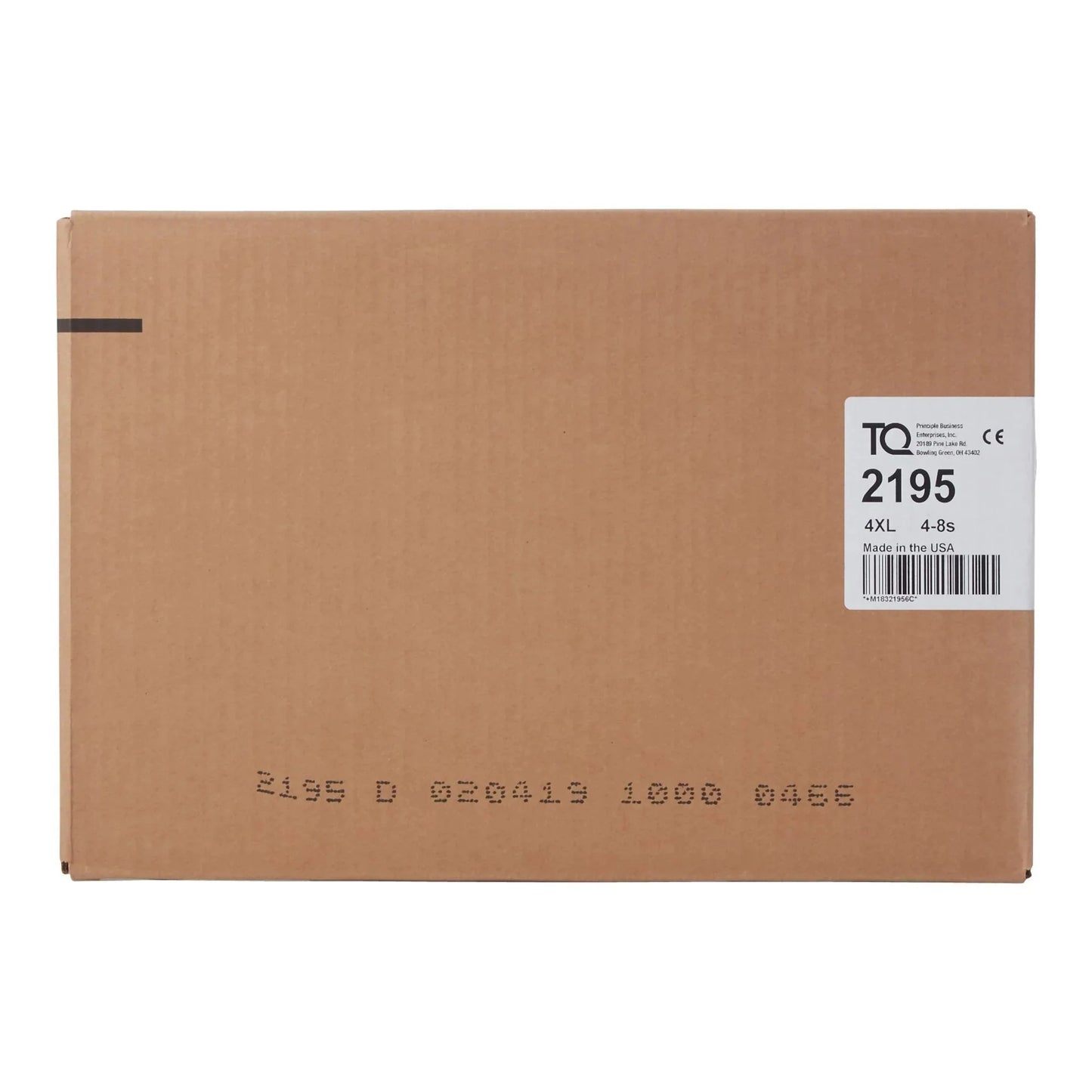 Brown shipping case labeled 4XL–5XL (2195) for disposable Air-Plus hi-rise bariatric briefs