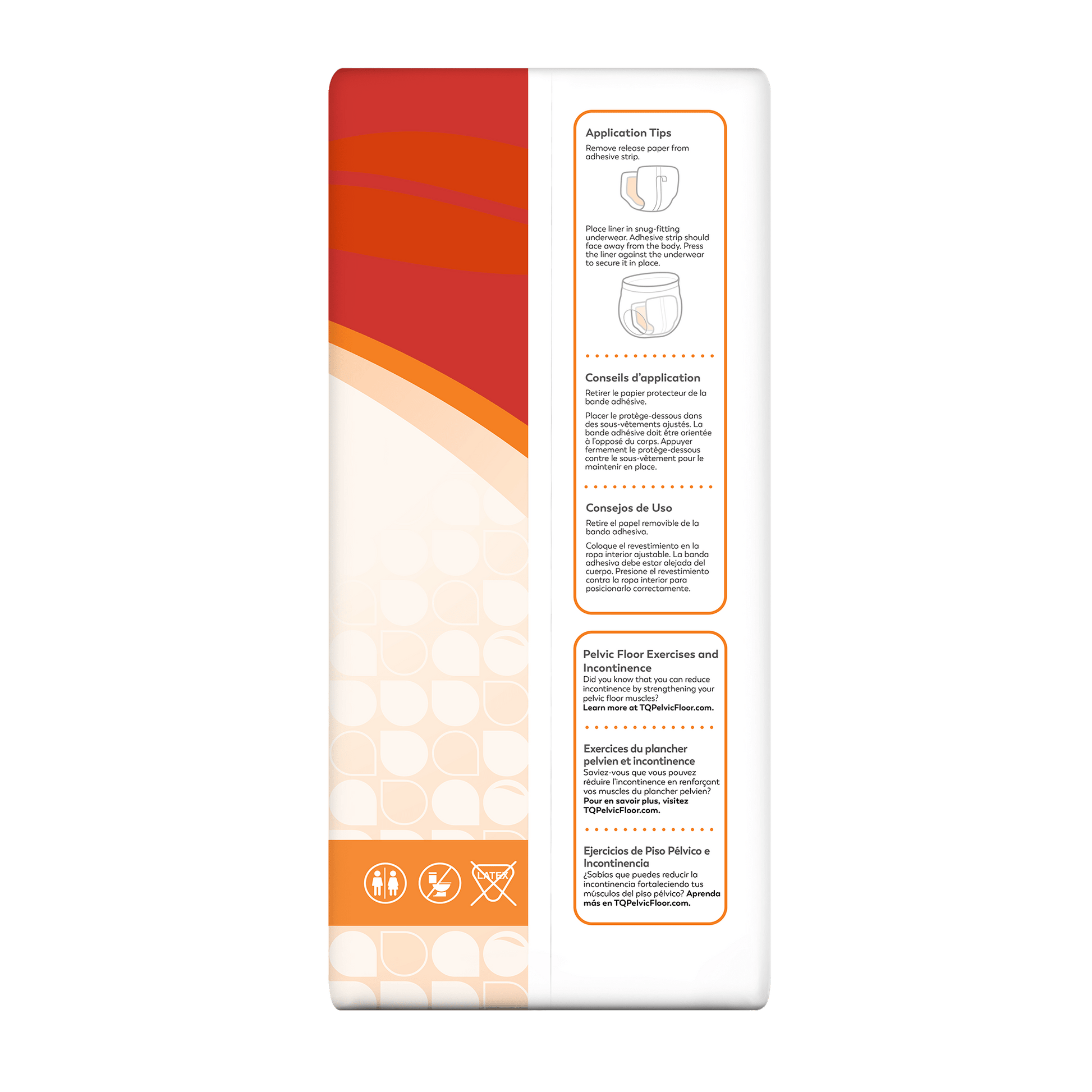 Adult liner box back panel with application tips and usage instructions