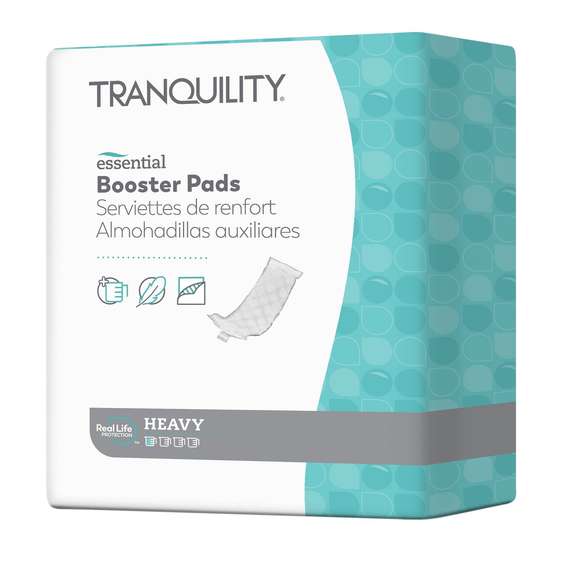 Heavy Essential Booster Pads packaging with illustrated booster pad