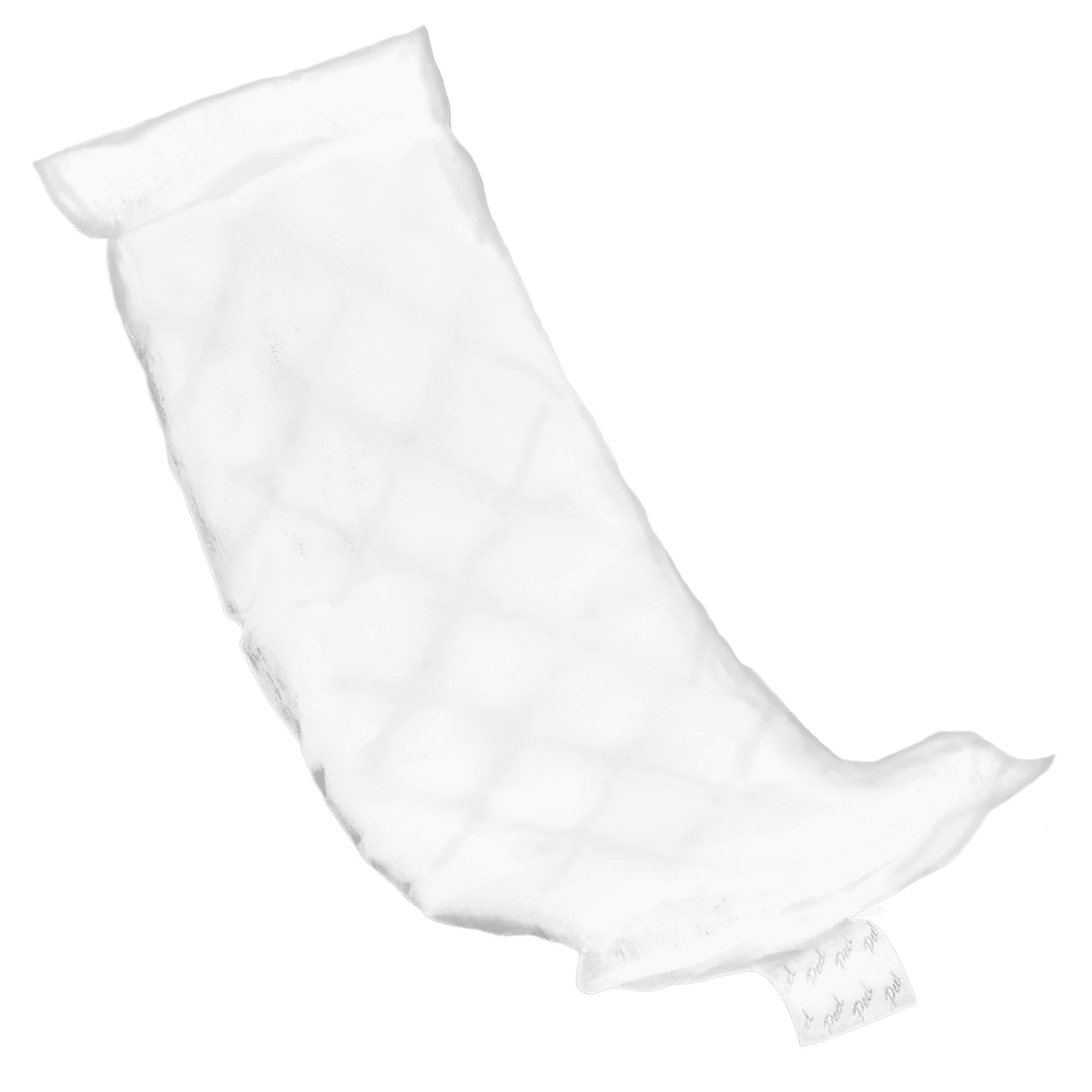 White booster pad with absorbent quilted surface and curved cutout tab