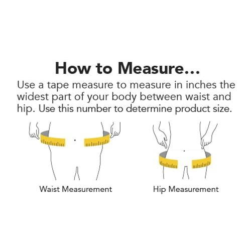 How to measure size chart showing waist measurement and hip measurement