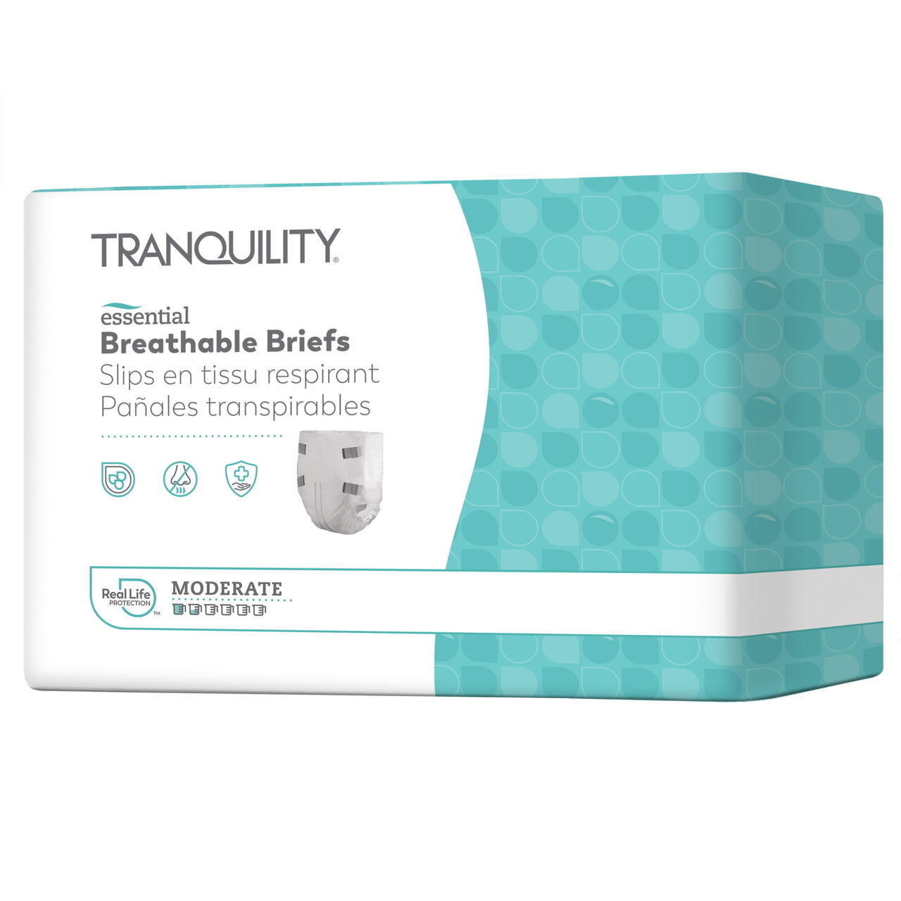 Tranquility Essential Breathable Briefs, Moderate absorbent underwear package